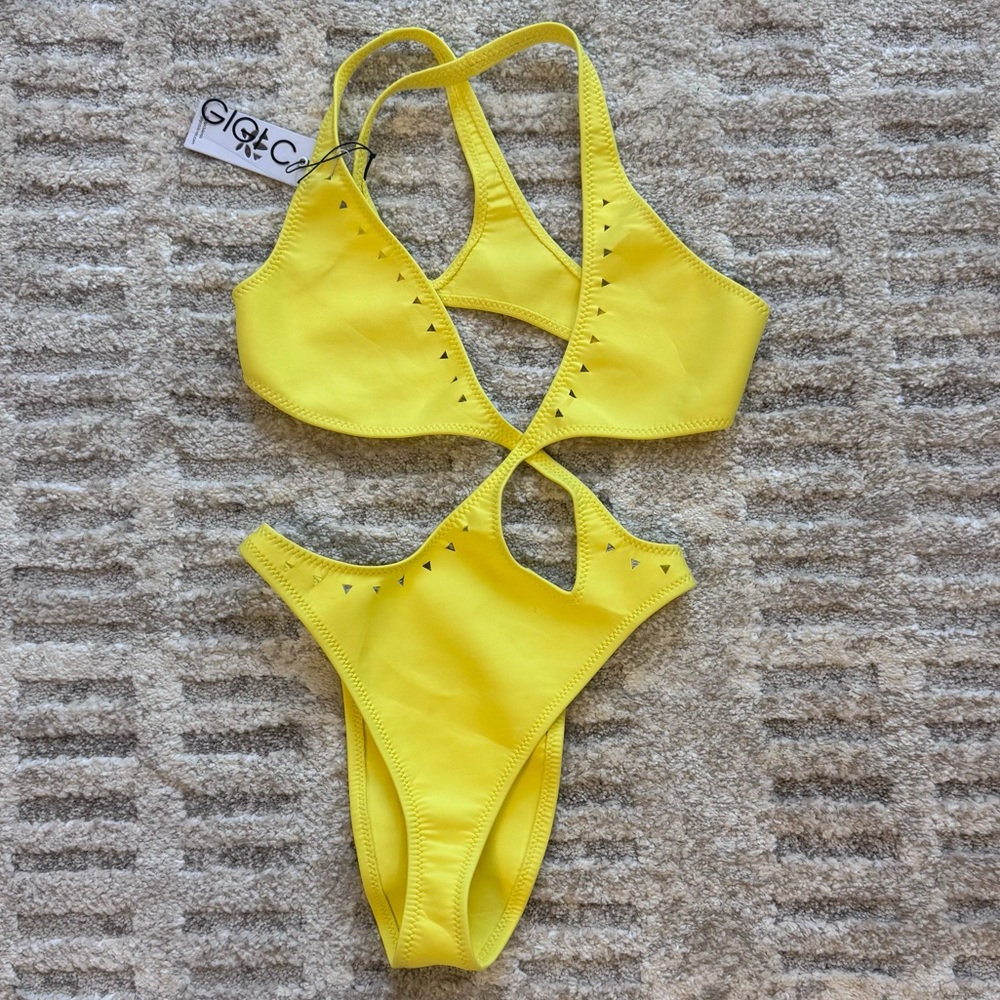 GIGI C Size XS Sunny Yellow Bikini One Piece Bathing Suit NWT